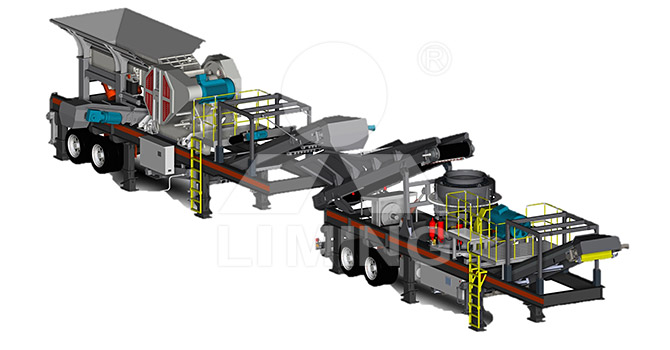 組合一：兩段破碎混合料無(wú)篩分，產(chǎn)品95%<40mm
